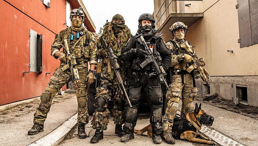 Norwegian Special Forces, Dog, Weapons Backgrounds HD wallpaper