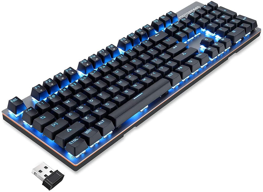 Motospeed 2,4 GHz безжична/USB кабелна механична клавиатура 10 eys Led Backlit Blue Switches Геймърска клавиатура за игри и писане, съвместима за Mac/PC/лаптоп: Компютри и аксесоари HD тапет