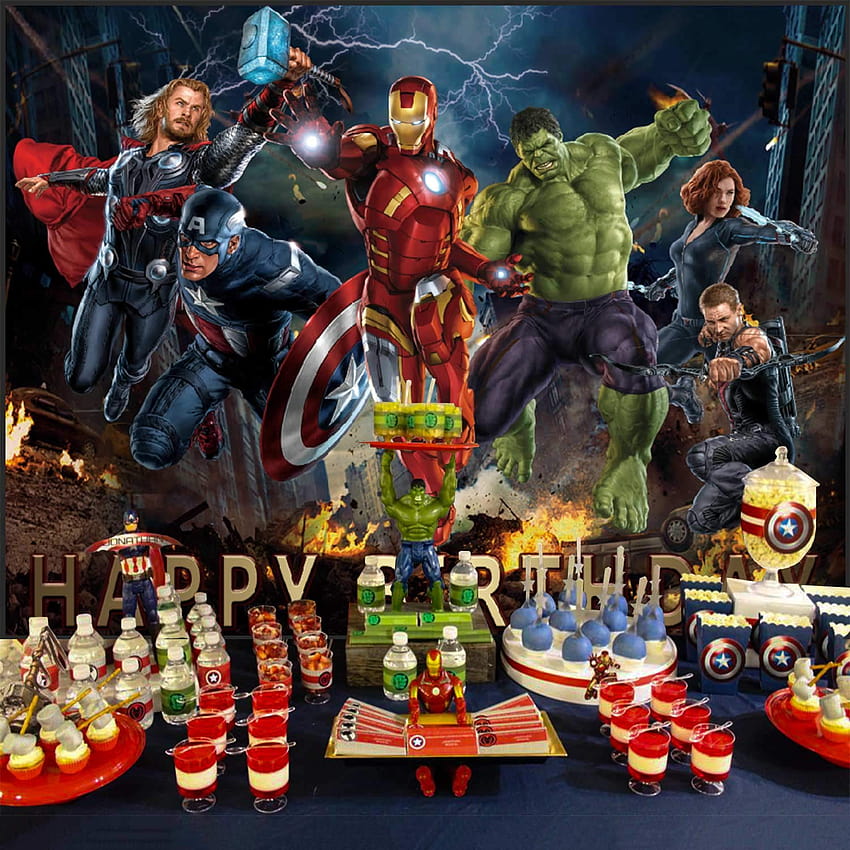 Avengers Backdrop, Superhero Theme, Birtay, for Boys, Party Supplies, Banner, Background, graphy, Decorations : Amazon.in: Toys & Games HD phone wallpaper