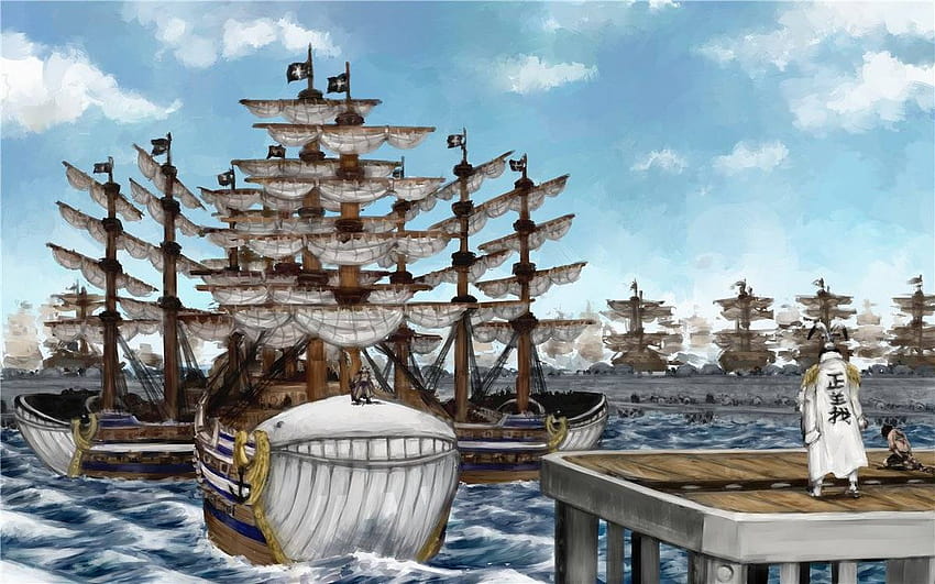 Barco pirata de Barbablanca de una pieza, barco de una pieza fondo de pantalla