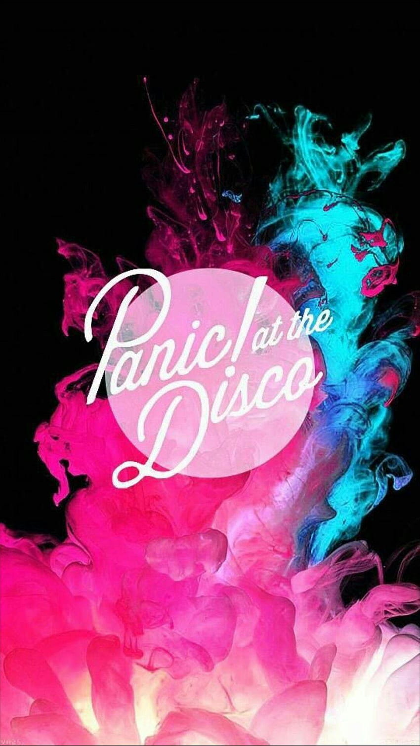 Panik! Di The Disco neon blue & pink smoke phone background, band emo wallpaper ponsel HD