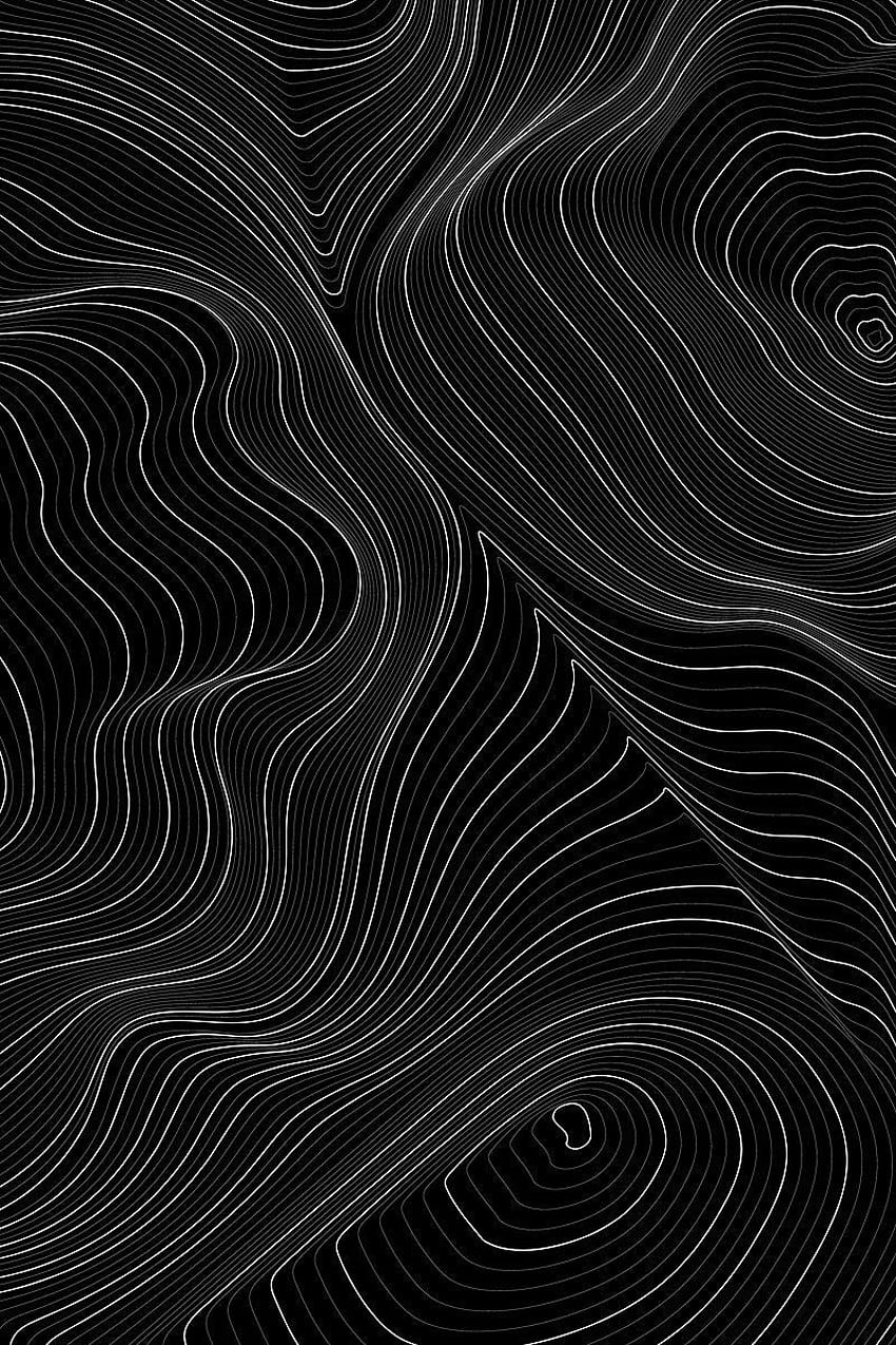 Graues topografisches Muster auf schwarzem Hintergrund HD-Handy-Hintergrundbild