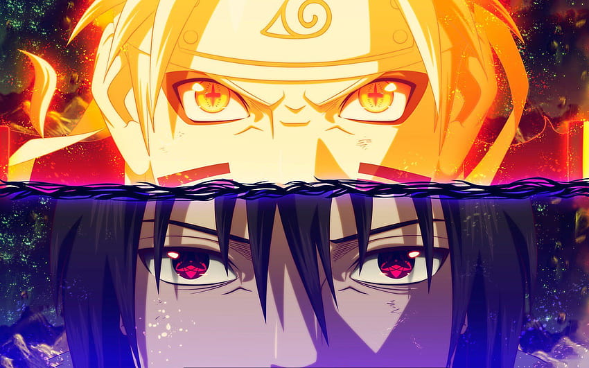 Oczy Naruto Uzumakiego i Sasuke Uchiha, oczy sasuke anime Tapeta HD