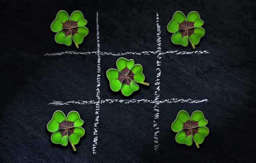 the game, clover, leaves, TIC, tic tac toe HD wallpaper