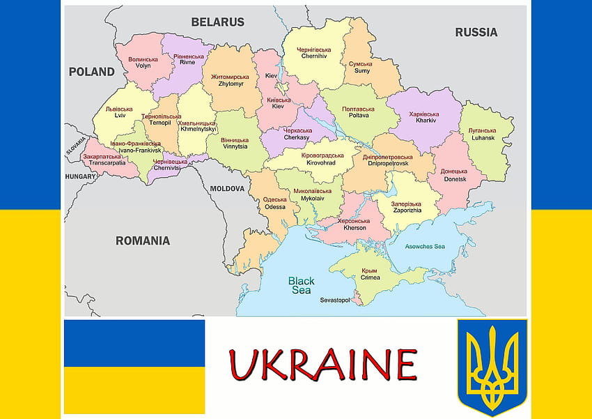 ukraine, Map, Flag, Coat, Of, Arms / and Mobile Backgrounds HD wallpaper