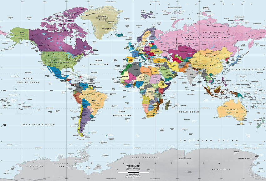 Academia Maps World Map Wall Mural, mappa politica mondiale Sfondo HD