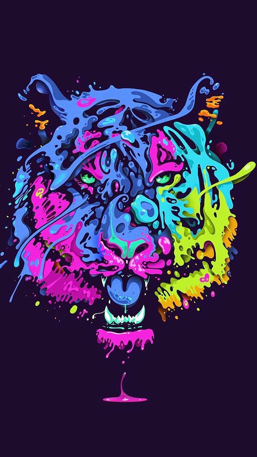 Kolorowa grafika tygrysa, kolorowy tygrys Tapeta na telefon HD