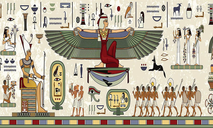 歴史的なエジプトの象形文字の壁アート、エジプトの芸術 高画質の壁紙