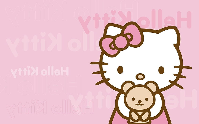 Фонове Hello Kitty, розов компютър Hello Kitty HD тапет