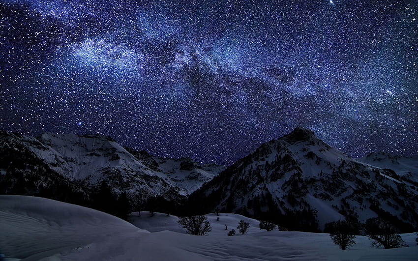 Galaxy, starry night, winter, Milky Way, Germany, long exposure, starry ...