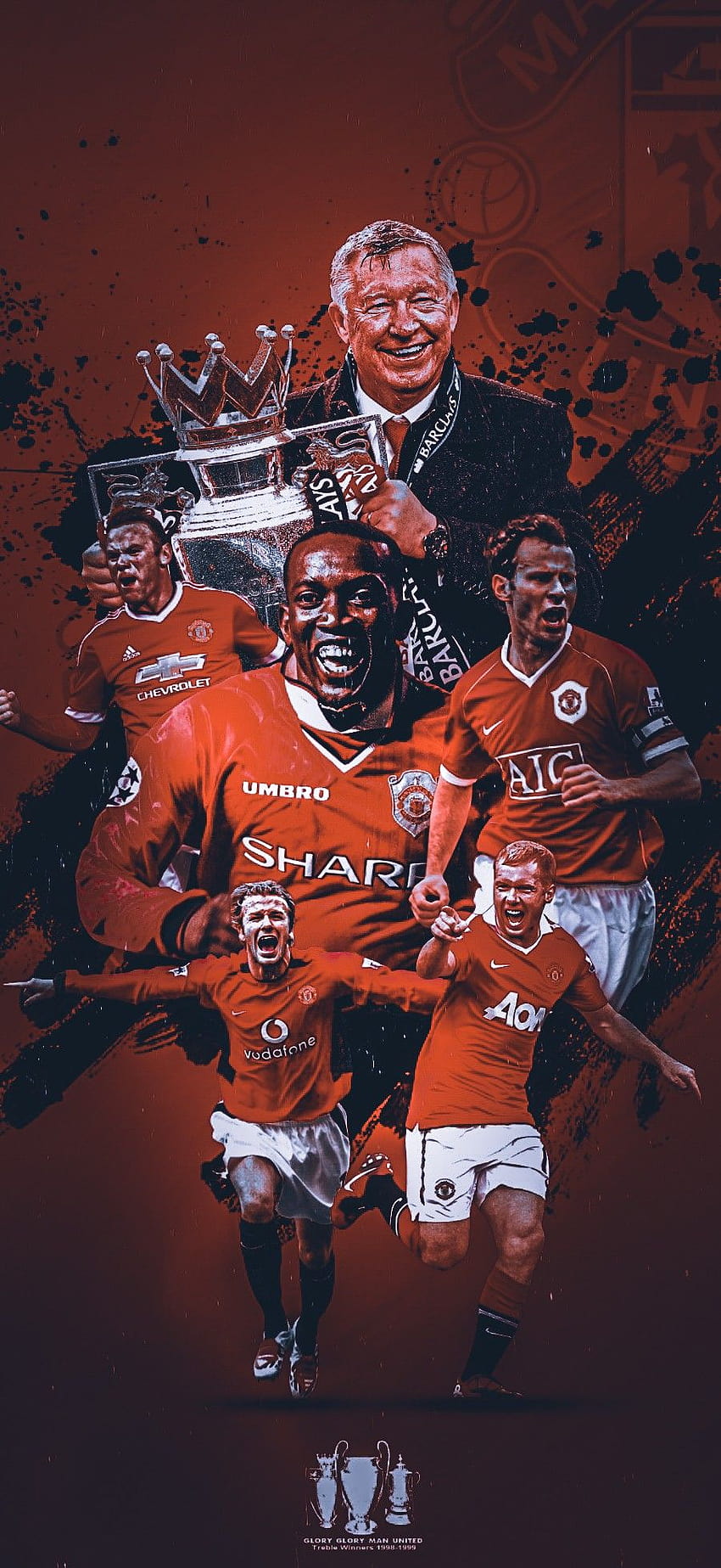 Manchester United 1999 treble winning team HD phone wallpaper