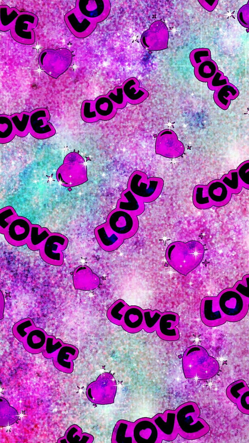 Glittery Love Hearts, made by me, glitter hearts HD phone wallpaper
