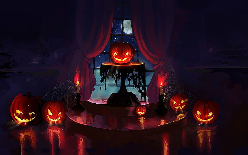 Scary Pumpkin posted by Samantha Cunningham, pumkins halloween HD wallpaper