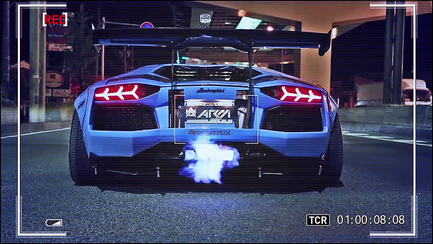 Lamborghini Aventador, Car, Blue Flames, Camera, Night, lamborghini liberty walk HD wallpaper