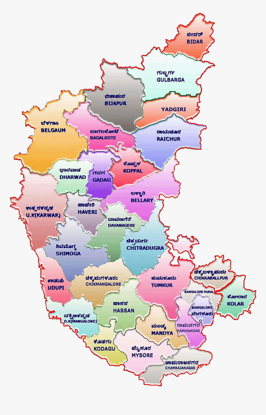 Mappa del Karnataka con distretti in Kannada, Png, Png trasparente, mappa Sfondo del telefono HD