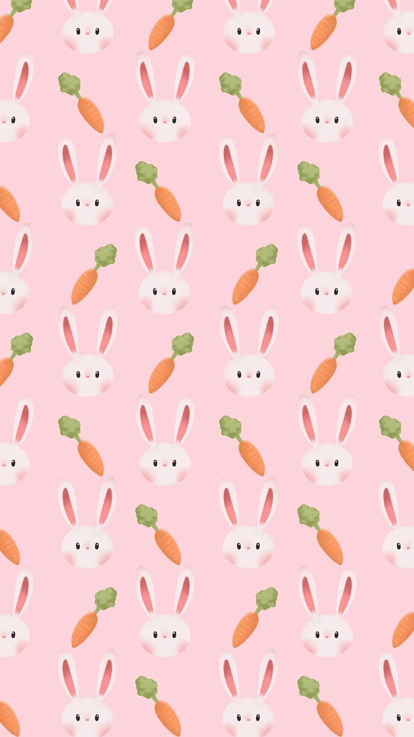 19 Pâques mignon pour IPhone avec des oeufs, des lapins et des carottes, Pâques rose esthétique Fond d'écran de téléphone HD