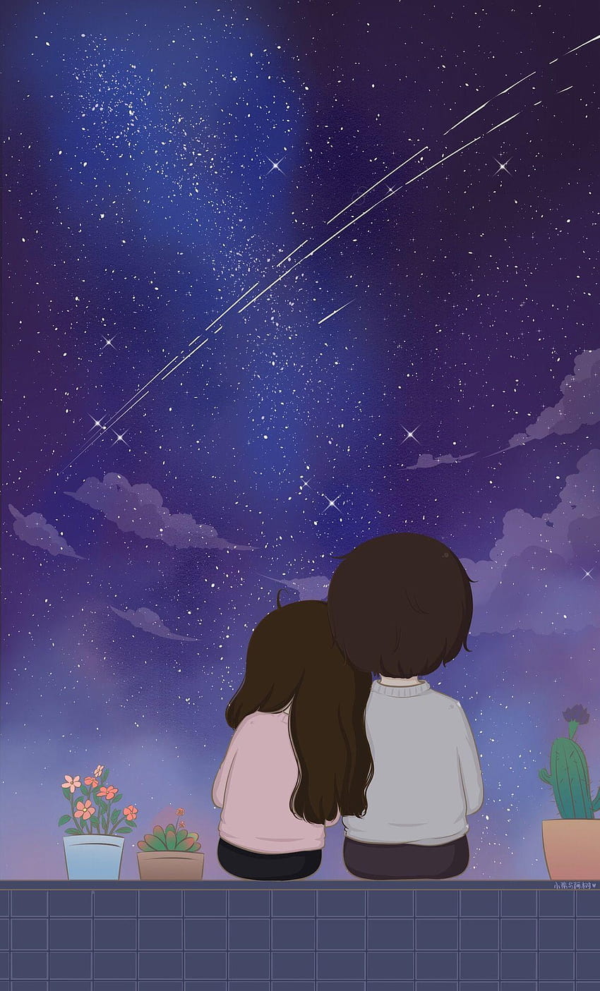 Anime Love ロマンチックなアニメのクールな、愛の漫画 HD電話の壁紙