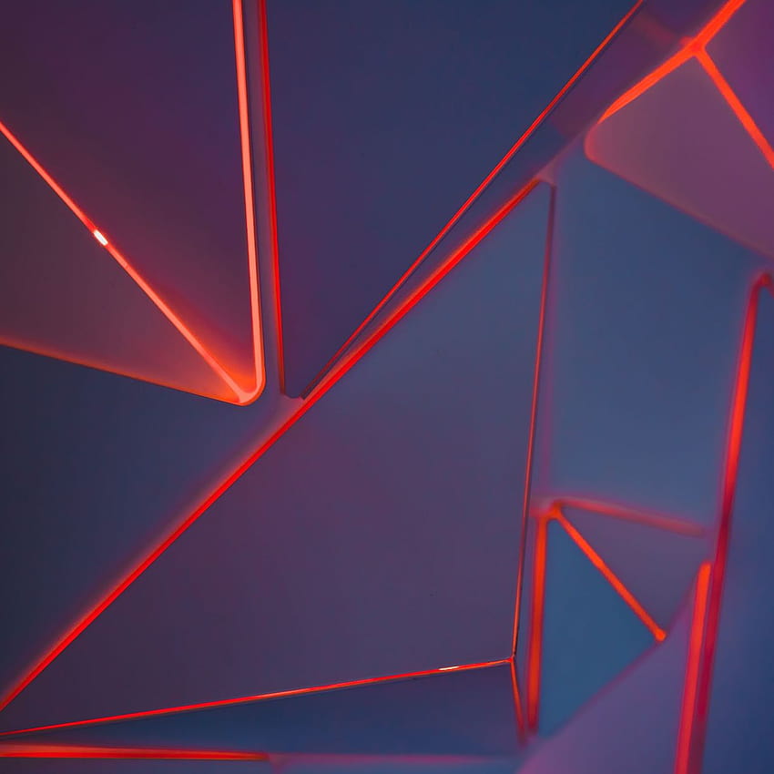 Rojo, Neón, Triángulos, Geométrico, Patrón, luces de neón triangulares de colores fondo de pantalla del teléfono