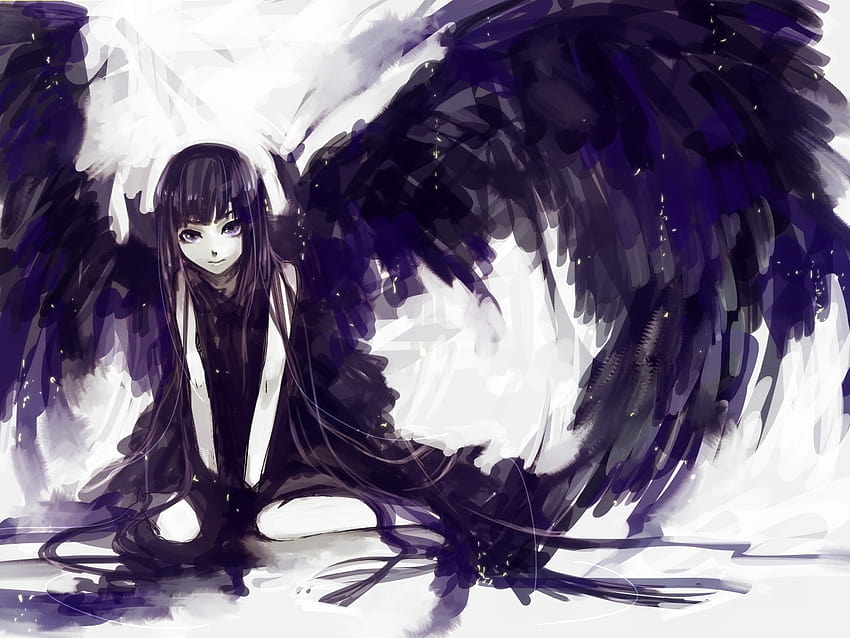 Anjo caído Desenho de Anime, Anime, cg Artwork, cabelo preto