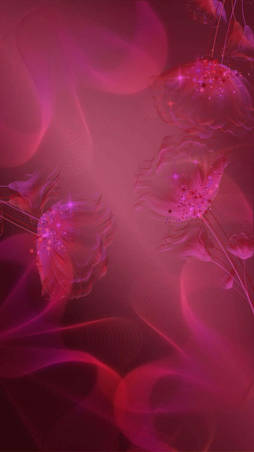 Psicodélico / s con flores brillantes en degradado rosa, rojo magenta fondo de pantalla del teléfono