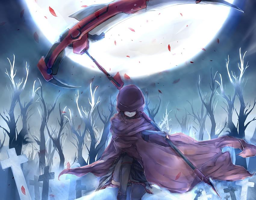 Anime character holding scythe with withered trees backgrounds, scythe anime HD wallpaper