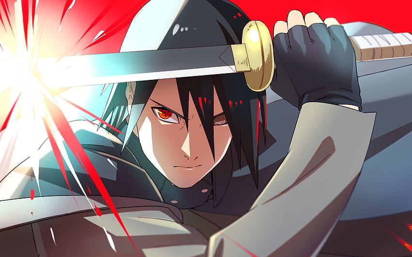 Sasuke Uchiha with sword, red eye, Uchiha clan, heterochromia, manga, Naruto, Uchiha Sasuke with resolution 1920x1200. High Quality, sasuke red HD wallpaper