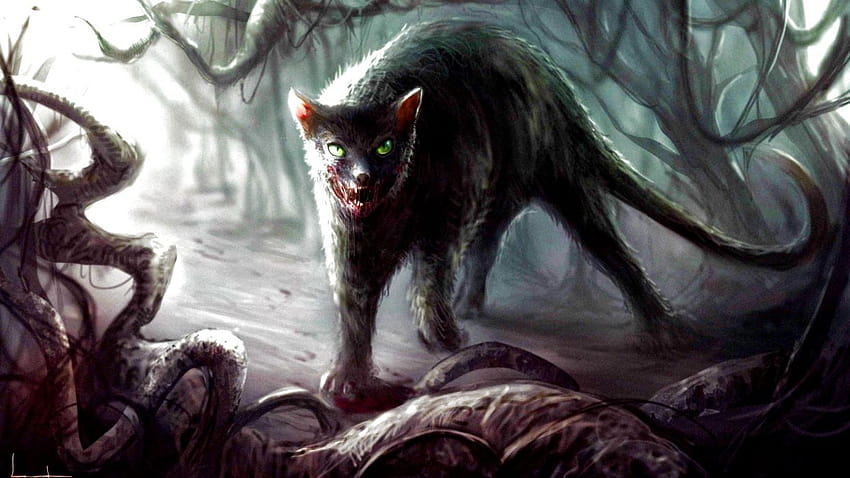 Dark art artwork fantasy artistic original horror evil creepy scary spooky  halloween, halloween animal art HD wallpaper
