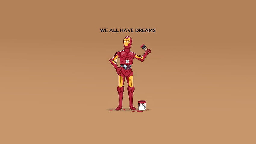 : ilustracja, Gwiezdne Wojny, humor, rysunek, Iron Man, C 3PO, zrzut ekranu 1920x1080, rysunek Iron Man Tapeta HD
