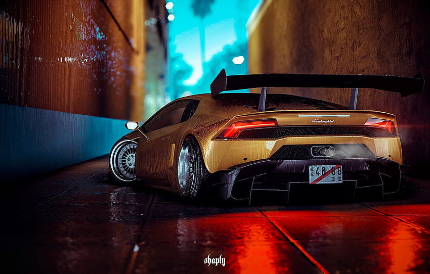 Drops, Auto, Lamborghini, The game, Machine, Style, Car, NFS, Style, Sports car, Huracan, Lamborghini Huracan, Need For Speed ​​2016, Transport & Vehicles, Lil Shaply, by Lil Shaply , section, style car papel de parede HD