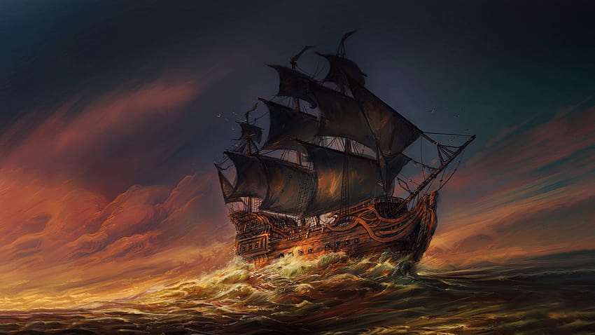 2560x1440 Sails Ship In Ocean 1440P Resolution , fantasy sails HD wallpaper