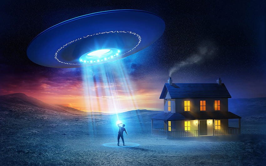 Promienie światła UFO Domy 2560x1600, ovnis Tapeta HD