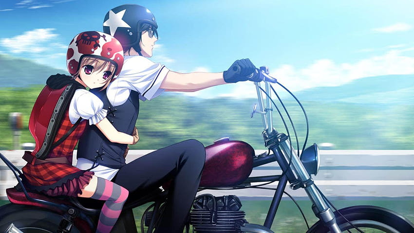 Anime Couple Hug Bike Ride ผู้ขับขี่จักรยาน วอลล์เปเปอร์ HD