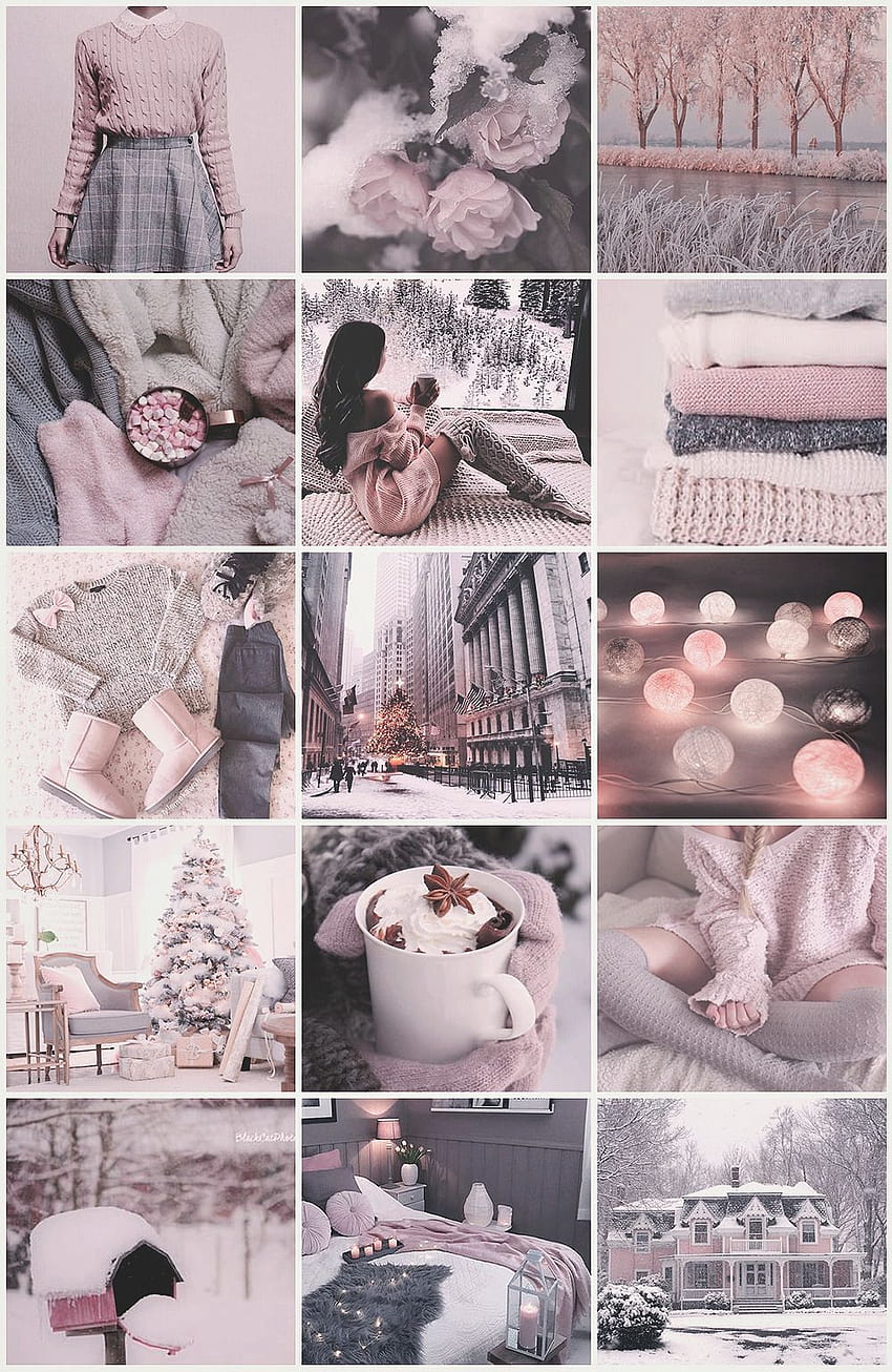 Pink/Gray Winter aesthetic, grey collage aesthetic HD phone wallpaper