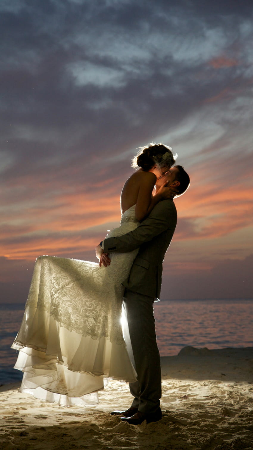 Hochzeitstag für Ihr Telefon, Hochzeit im Sonnenuntergang HD-Handy-Hintergrundbild