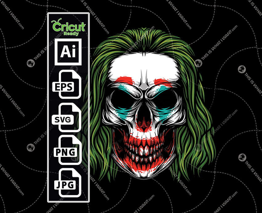 Cadılar Bayramı için Joker karakter deseninde kafatası tasarımı – vektör sanat tasarımı yüksek kalite, joker vektörü HD duvar kağıdı