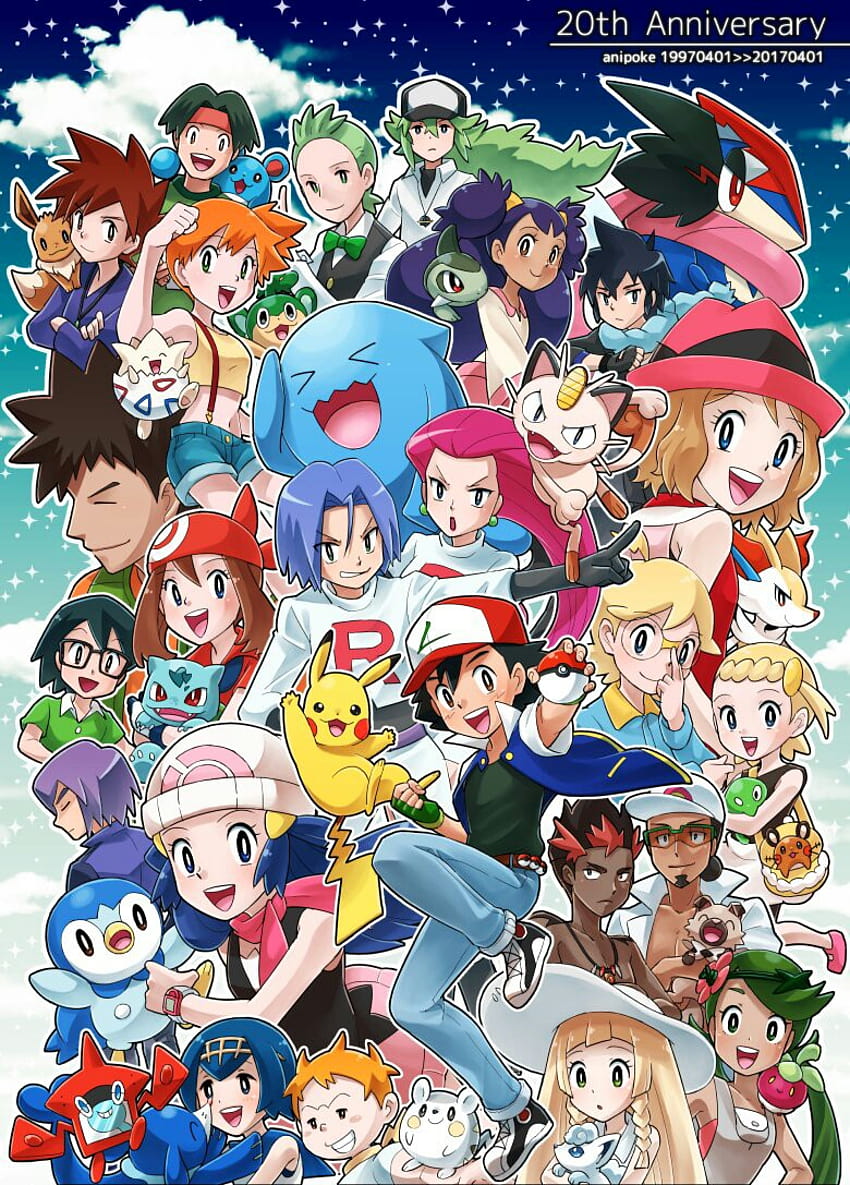 Pokémon Ash publicado por Sarah Walker, Ash y sus amigos Pokémon fondo de pantalla del teléfono