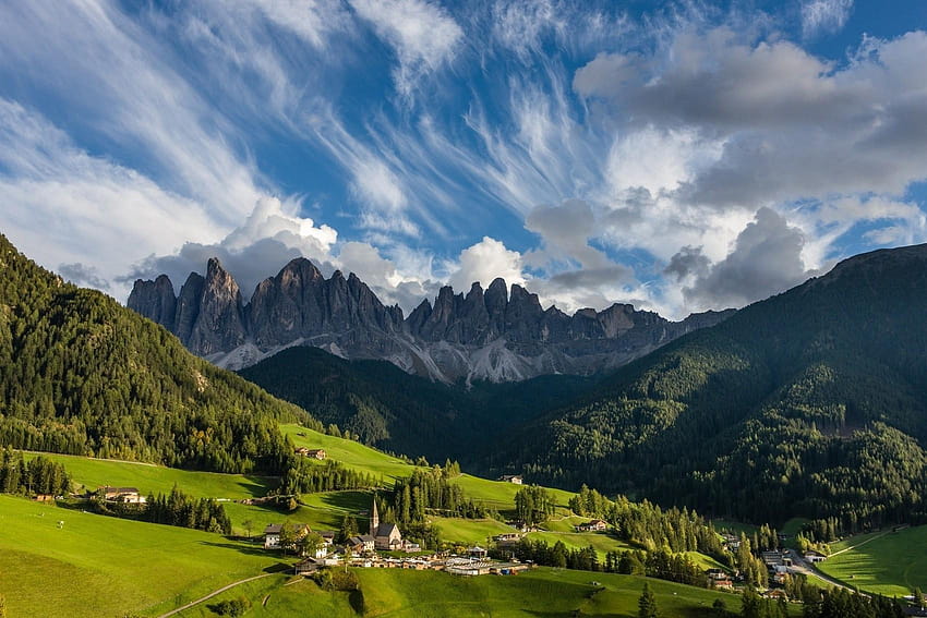 2880343 nature landscape mountain summer morning village, italian alps HD wallpaper