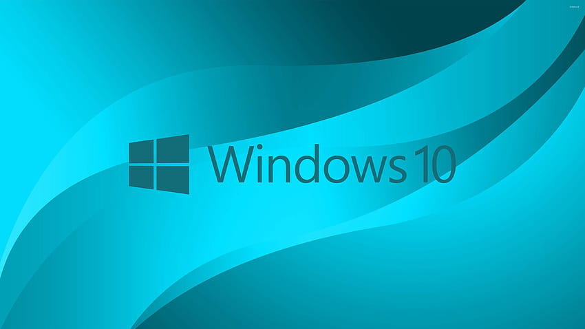 Logo di testo blu di Windows 10 su Windows 10 azzurro e freddo Sfondo HD