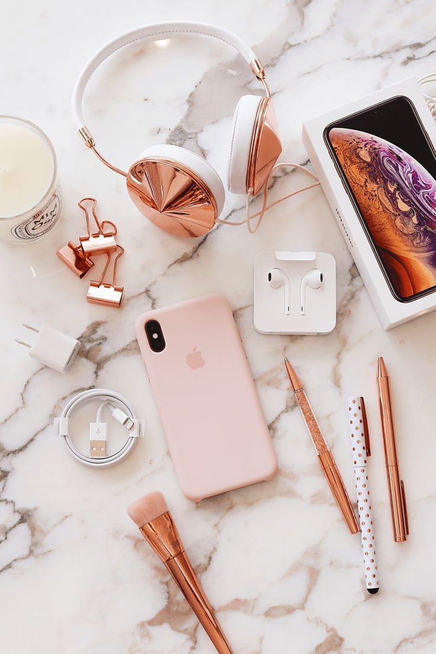 My New iPhone XS Gold, rose gold airpods HD phone wallpaper | Pxfuel