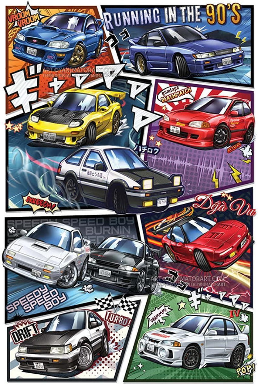Inicial D Manga Styled Car Poster Print 1st Edition Deja Vu fondo de pantalla del teléfono