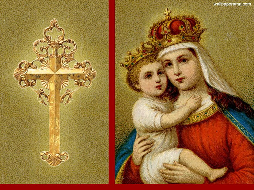 Mother Mary With Baby Jesus โดย Kelly แม่มารีย์ลูกพระเยซูคริสต์มาส วอลล์เปเปอร์ HD