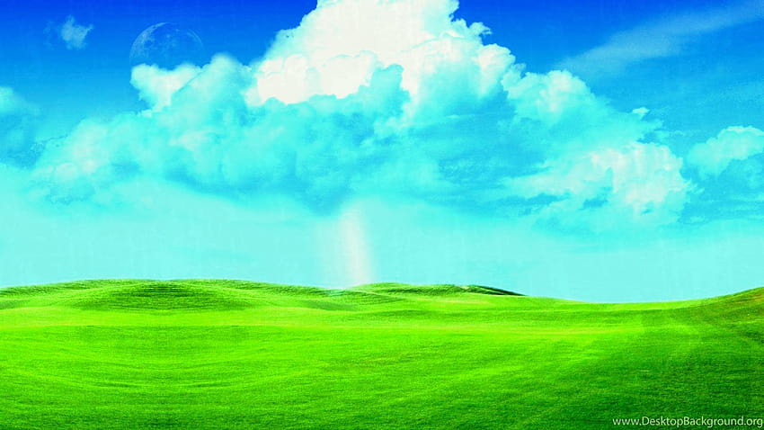 Beliebte Wolken Himmel Regenbogen Grasfelder Hügel HD-Hintergrundbild