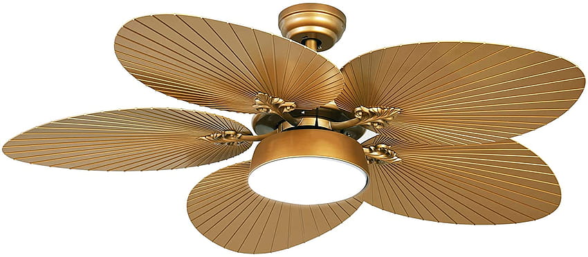YITAHOME Tropical Ceiling Fan with LED Light and Remote Control 52 Inch Palm Reversible Fan Light with 3 Colors Lights Changing 5 Leaf Blades and Balance Clips HD wallpaper
