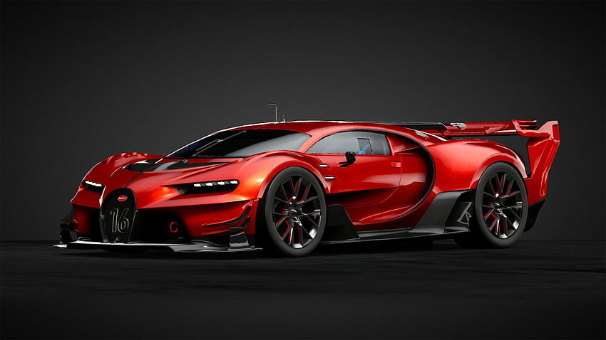 Red Red Bugatti Vision Gt HD тапет