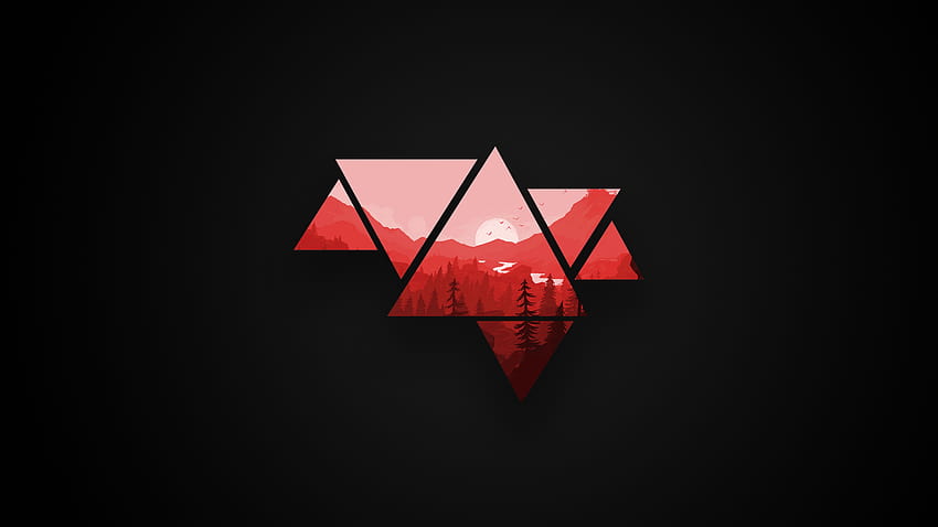 Minimalistic Mountains Red and Black Version [1920x1080] :, black and red minimalistic HD wallpaper