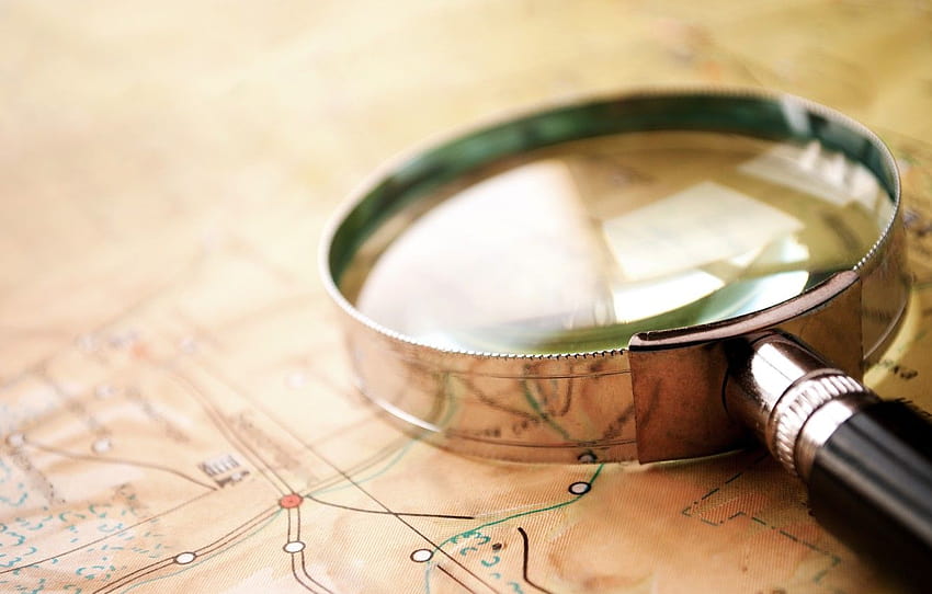 glass, map, magnifying glass , section HD wallpaper