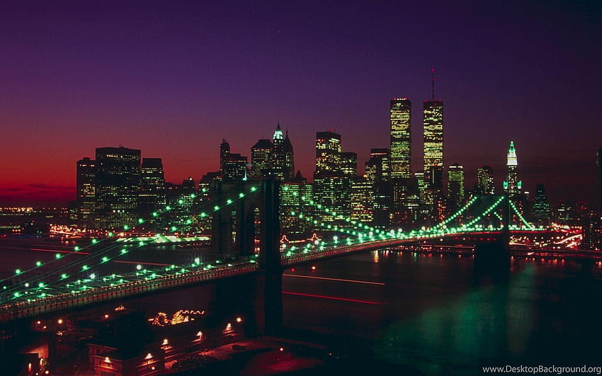 Висока разделителна способност New York Skyline At Night 3 City Full HD тапет