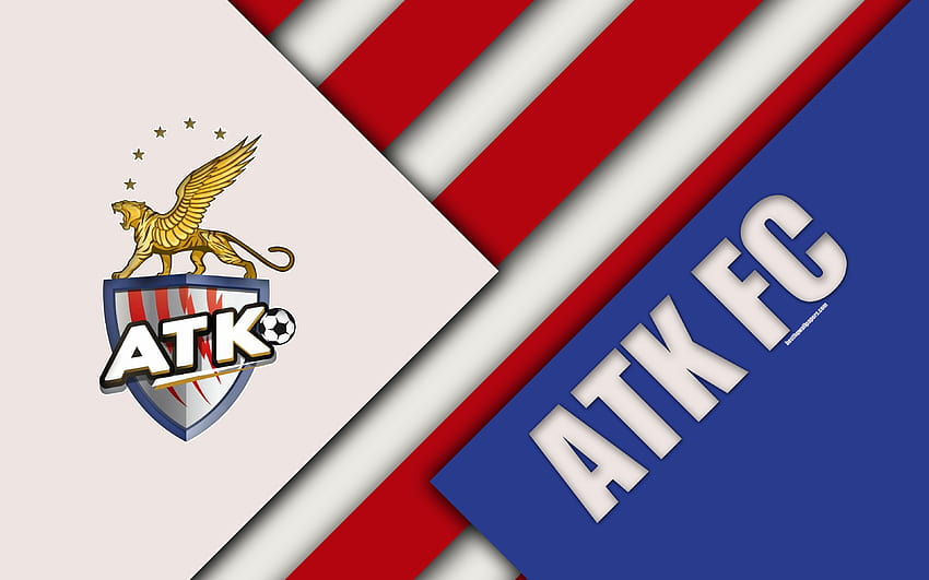 ATK FC, Atletico de Kolkata, logo, material design, white red abstraction, indian football club, emblem, ISL, Indian Super League, Calcutta, India, football with resolution 3840x2400. High Quality HD wallpaper