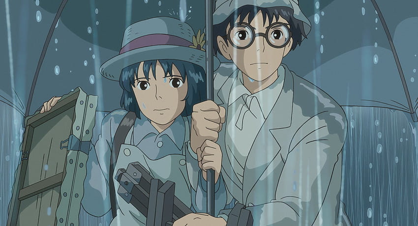 Kartun anime Miyazaki Angin naik, pahlawan di tengah hujan dan Wallpaper HD