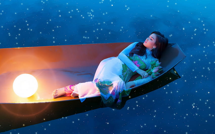 Vietnamese Traditional Clothing, women sleeping on boat HD wallpaper